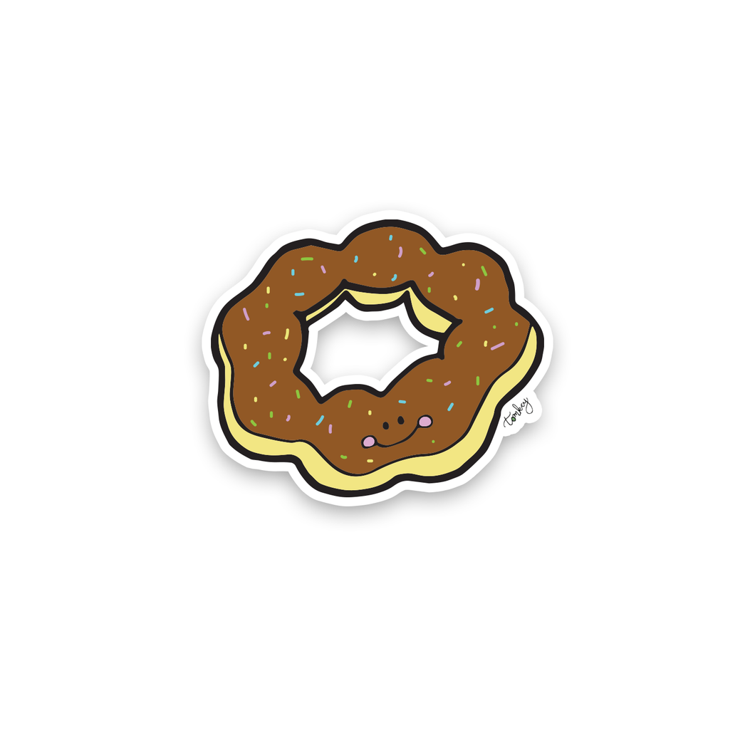 Mochi Donut Chocolate Vinyl Sticker